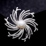 Korean fashion wild micro-inlaid zircon pearl brooch