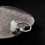 925 Sterling Silver Bohemian Mosaic Natural Stone Plum Blossom Ring