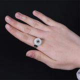 925 Sterling Silver Bohemian Mosaic Natural Stone Plum Blossom Ring