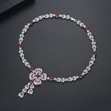 LUOTEEMI Red Plum Blossom collar Flower Pendant Necklace