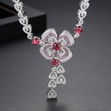 LUOTEEMI Red Plum Blossom collar Flower Pendant Necklace