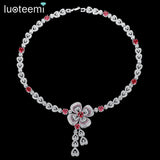 LUOTEEMI Red Plum Blossom collar Flower Pendant Necklace