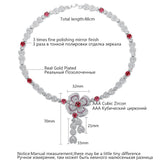 LUOTEEMI Red Plum Blossom collar Flower Pendant Necklace