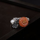 925 Sterling Silver Mosaic Natural stone Plum blossom Wedding Ring