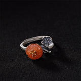 925 Sterling Silver Mosaic Natural stone Plum blossom Wedding Ring