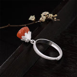 925 Sterling Silver Bohemian Mosaic Stone Lotus Ring