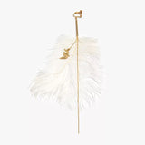 Little Bird Large Feather Single non - pierced Ear clip Long Golden Chain Earrings