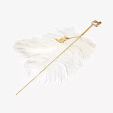 Little Bird Large Feather Single non - pierced Ear clip Long Golden Chain Earrings