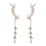 Long Fringed Flower Eardrop Earrings