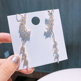 Long Fringed Flower Eardrop Earrings