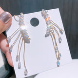 Long Fringed Flower Eardrop Earrings