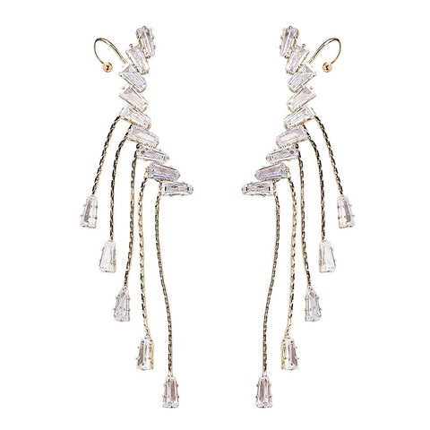 Long Fringed Flower Eardrop Earrings