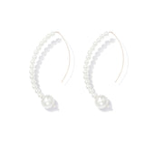 Long pearl korean gold metal plated round earrings