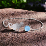 Lotus Fun Moment Real 925 Silver Natural Stone Cat Bracelets