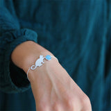 Lotus Fun Moment Real 925 Silver Natural Stone Cat Bracelets