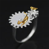 Lotus 925 Sterling Silver Natural Cat and Bird Rings