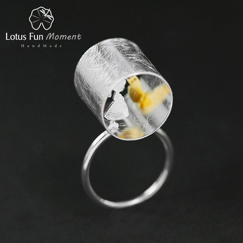 Lotus 925 Sterling Silver Natural Love With Cat Ring