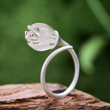 Lotus 925 Sterling Silver Natural Crystal Fresh Flower Rings