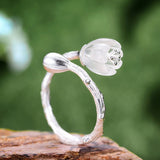 Lotus Fun Moment Real 925 Sterling Silver Lily of the Valley Flower Rings