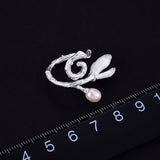 925 Sterling Silver Natural Pearl Creative Magnolia Flower Rings