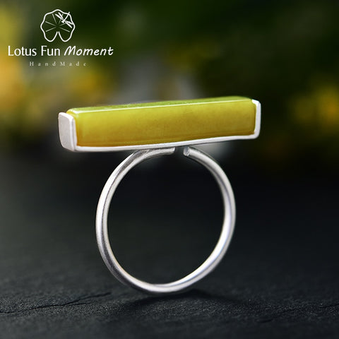 925 Sterling Silver Natural Stone Adjustable Minimalism Rings