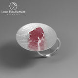 Lotus Sterling Silver Natural Stone Adjustable Personality Round Ring