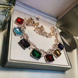 Square Zirconium Evening Dress Banquet Short Clavicle Chain Necklace