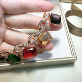 Square Zirconium Evening Dress Banquet Short Clavicle Chain Necklace