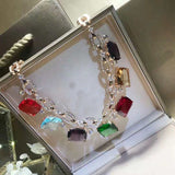 Square Zirconium Evening Dress Banquet Short Clavicle Chain Necklace