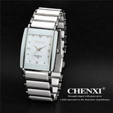 White Silver Simple Stylish Design Ceramics Bracelet Quartz Casual Watch