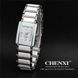 White Silver Simple Stylish Design Ceramics Bracelet Quartz Casual Watch