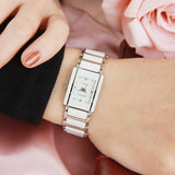 White Silver Simple Stylish Design Ceramics Bracelet Quartz Casual Watch