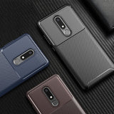 Luxury Carbon Fiber Phone Case on for Nokia 5.1 3.1 2.1 Shockproof Soft Silicone TPU Cover for Nokia 5.1 Plus X5 X6 Case