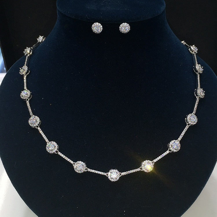 Luxury Classic White Gold Color AAA+ CZ Stone Jewelry Sets