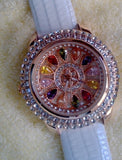 Genuine Leather Diamond Table Dress Watch Lady's Wristwatch