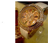 Genuine Leather Diamond Table Dress Watch Lady's Wristwatch