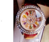 Genuine Leather Diamond Table Dress Watch Lady's Wristwatch