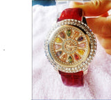 Genuine Leather Diamond Table Dress Watch Lady's Wristwatch