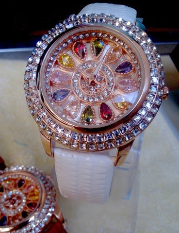 Genuine Leather Diamond Table Dress Watch Lady's Wristwatch