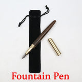 Wooden+Metal & Fountain Pens Blue & Black ink