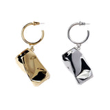 Modern Single Fancy Gold Silver Zip-top Cans Fashion Unique One-sided Jewelry Punk Drop Earrings