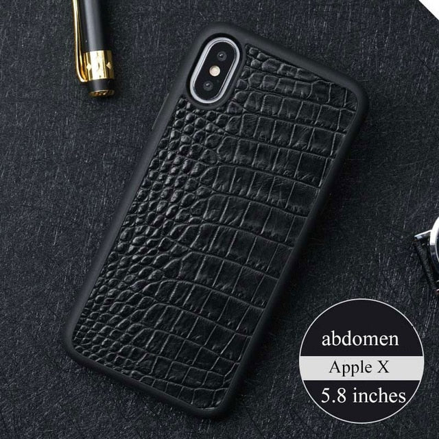 Luxury Natural Crocodile Leather For Iphone XS Case Business back Cover For Iphone xr coque Covers phone case for iphone 6