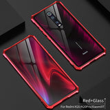 Luxury Rhombus Aluminum Metal Phone Case For Xiaomi Mi 9T Redmi K20 Pro Back Tempered Glass Cover For Xiaomi Redmi K20/ Pro Case