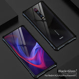 Luxury Rhombus Aluminum Metal Phone Case For Xiaomi Mi 9T Redmi K20 Pro Back Tempered Glass Cover For Xiaomi Redmi K20/ Pro Case