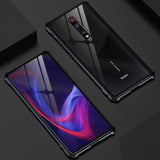 Luxury Rhombus Aluminum Metal Phone Case For Xiaomi Mi 9T Redmi K20 Pro Back Tempered Glass Cover For Xiaomi Redmi K20/ Pro Case