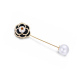 Luxury big brand small black white camellia brooch