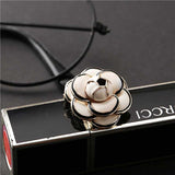 Luxury big brand small black white camellia brooch