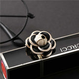 Luxury big brand small black white camellia brooch