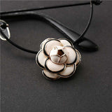 Luxury big brand small black white camellia brooch