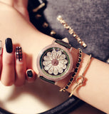 Lovely flower wristwatches dress rhinestone crystal watches